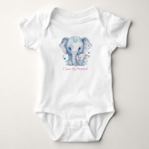 Super Adorable Mommy and Baby Elephants Bodysuit