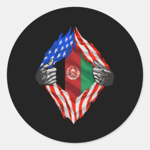 Super Afghan Heritage Afghanistan Roots Usa Flag Classic Round Sticker