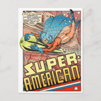 SUPER AMERICAN 1940's PULP COMICS HERO Postcard