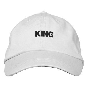 Super and Fantastic King Text White Embroidered Baseball Cap