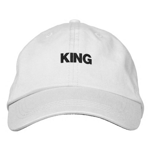 Super and Fantastic King Text White Embroidered Baseball Cap
