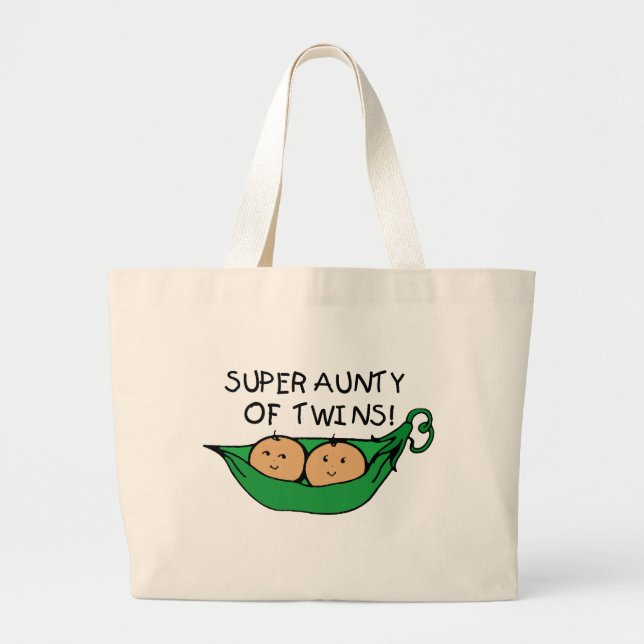 Super Aunty of Twins Pod Large Tote Bag (Front)