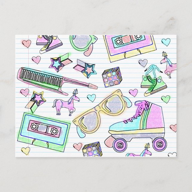 Super Awesome Eighties Coloring Style Postcard (Front)