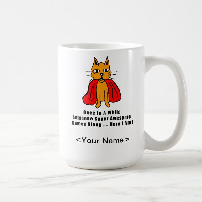 Super Awesome Orange Cat with Red Cape Coffee Mug (Right)
