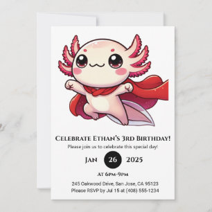 Super Axolotl Hero Birthday Invitation