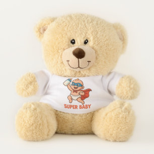 Super Baby – Cute Cartoon Hero with Cape & Bottle Teddy Bear