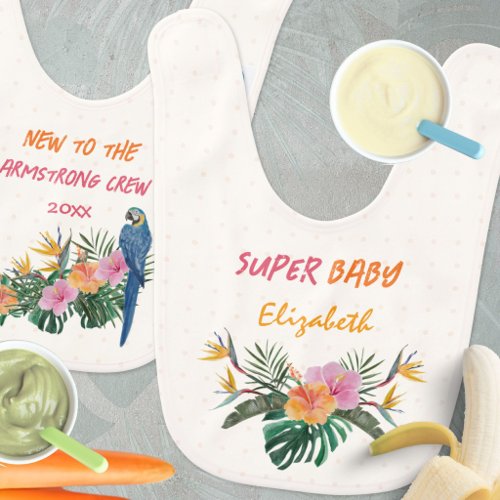 SUPER BABY Exotic Tropical Parrot Jungle Baby Bib