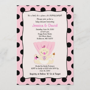 SUPER BABY GIRL Baby Shower Invitation 5x7