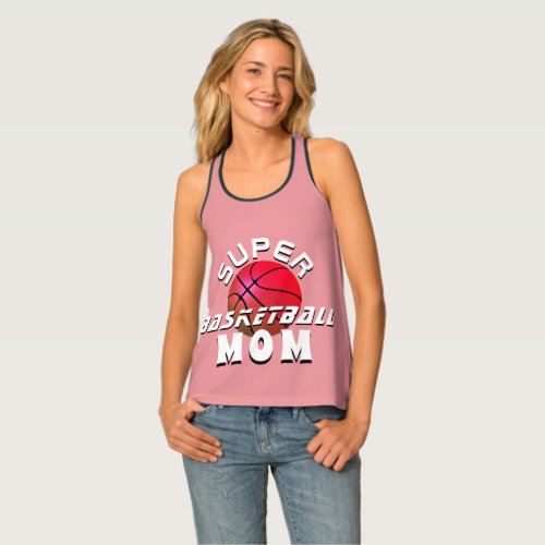 Super Basketball Ball Mom Sporty Mother Pink  Tank Top