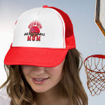 Super Basketball Mom Sporty Mother Trucker Hat<br><div class="desc">Super Basketball Mom Sporty Mother Trucker Hat. The design has modern red typography with a basketball. Hat for a mom basketball player. Great gift for an active sporty mom who loves basketball.</div>