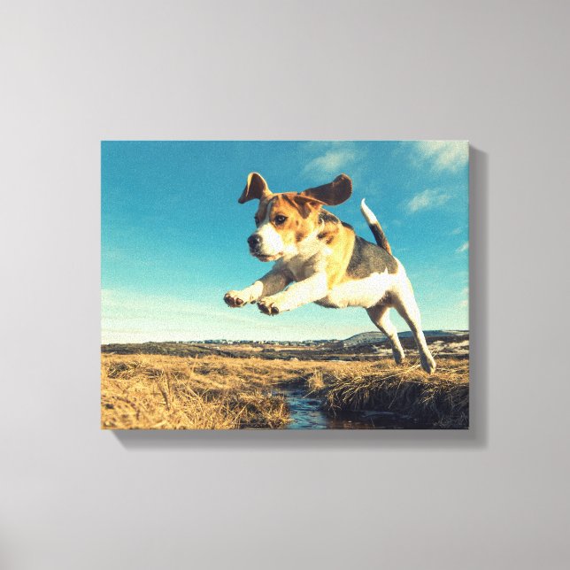 Super Beagle Dog - Premium Wrapped Canvas (Front)
