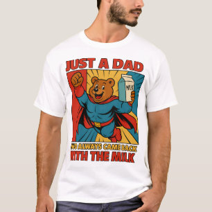 Super Bear Dad Flying with Milk –  Father’s Day T-Shirt