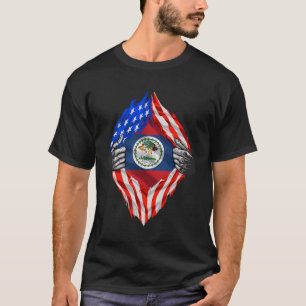 Super Belizean Heritage Belize Roots Usa Flag Gift T-Shirt