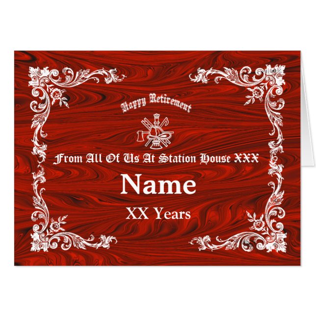 Super BIG!  Fire Department Retirement Card (Front Horizontal)