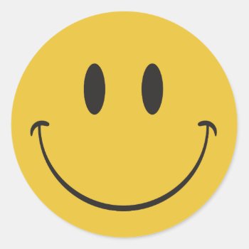 Super Big Smile Happy Face Emoji Classic Round Sticker by emoji_pillows at Zazzle