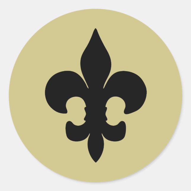 Super Black Fleur de lis Classic Round Sticker (Front)