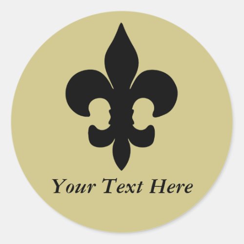 Super Black Fleur de lis Classic Round Sticker