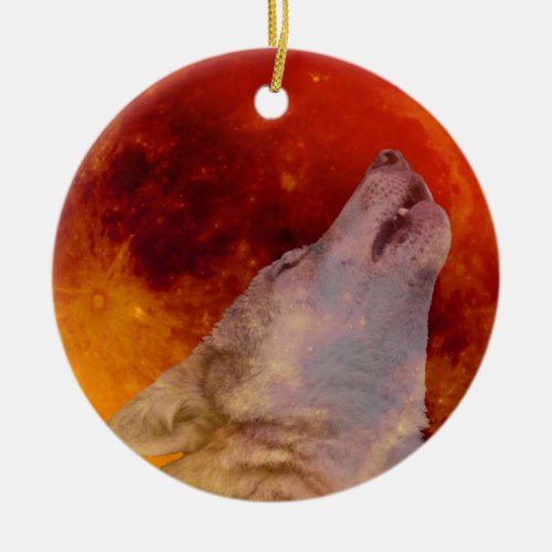 Super Blood Wolf Moon 2019 Ceramic Ornament