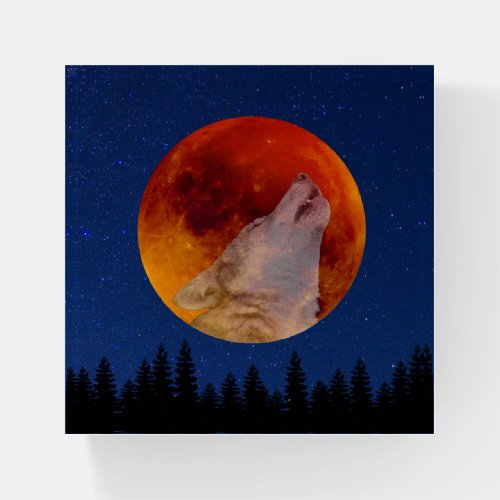 Super Blood Wolf Moon 2019 Paperweight