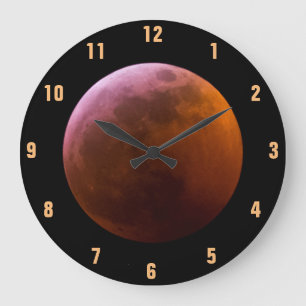 Super Blood Wolf Moon - Lunar Total Eclipse Large Clock