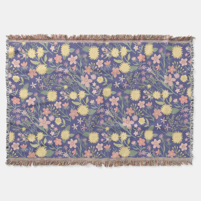 Super bloom soft throw blanket romantic floral (Front)