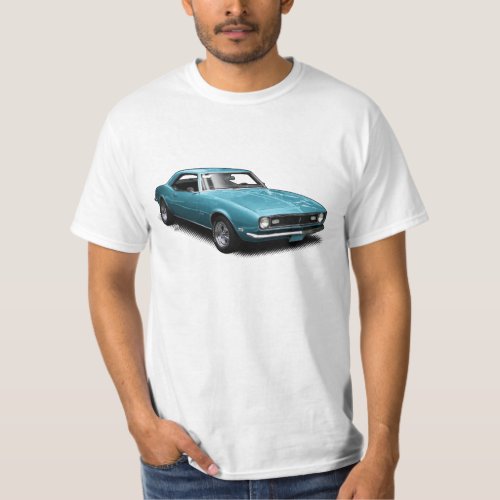 Super Blue Camaro on White T_Shirt