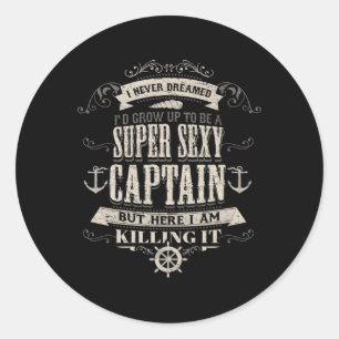 Super Boat Captain Boating Yacht Owner Classic Round Sticker