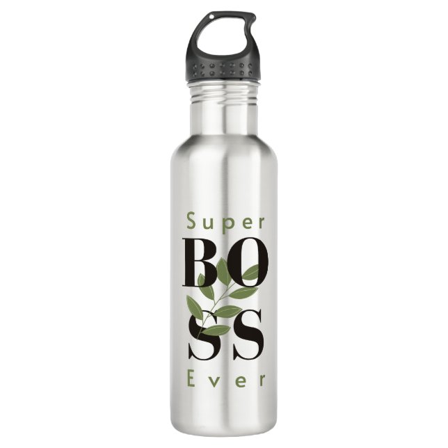 Super Boss Ever Minimalist White Water Bottle (Front)