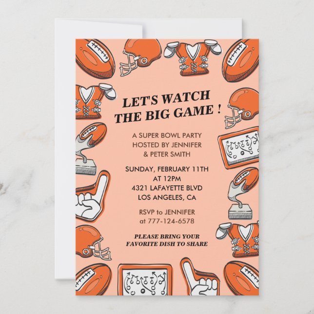 Super bowl invitations big games sports football (Front)