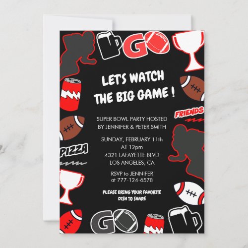 Super bowl invitations football party game day