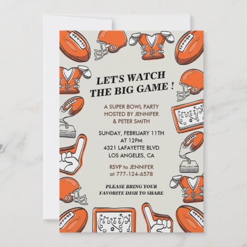 Super bowl invitations game day americain football