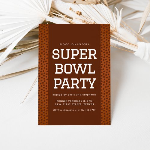Super Bowl Party Invitation with Football Texture