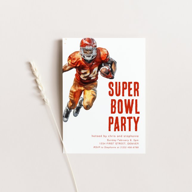 Super Bowl Party Invite with Football Player (Creator Uploaded)