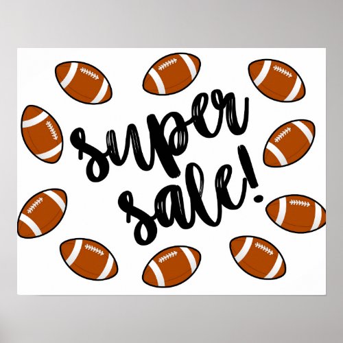 Super Bowl Sale Sign Retail Sale Sign Football  Poster