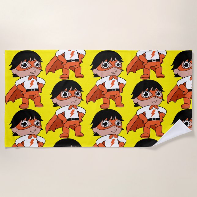 Super Boy Action Hero Beach Towel (Front)