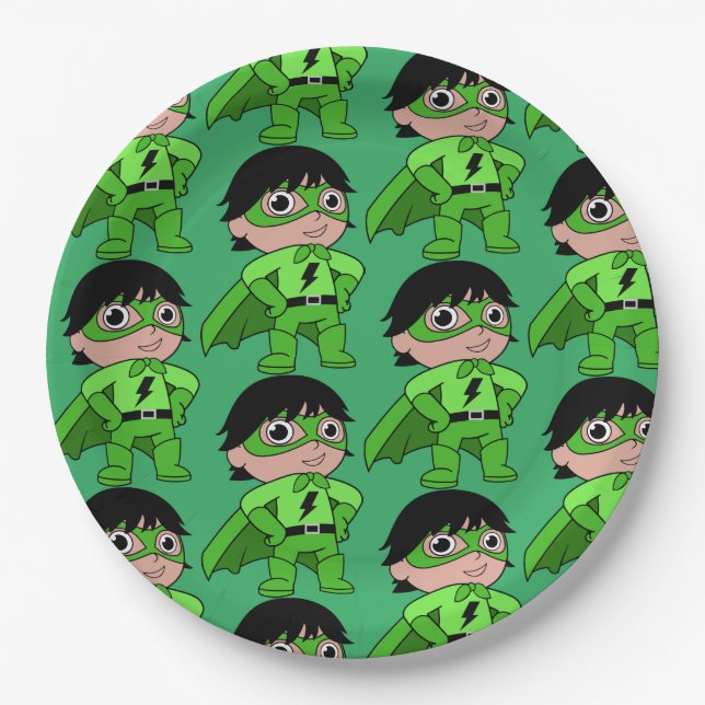 Super Boy Action Hero Paper Plates (Front)