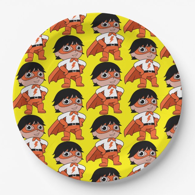 Super Boy Action Hero Paper Plates (Front)