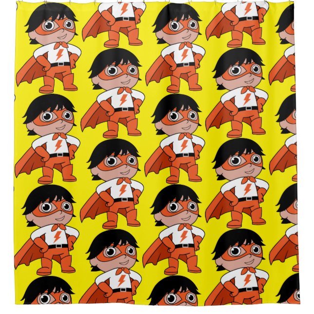 Super Boy Action Hero Shower Curtain (Front)