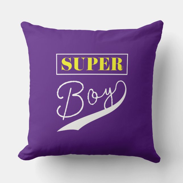 Super Boy Throw Pillow (Front)