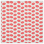 Super Bright Neon Red Lips On White Fabric