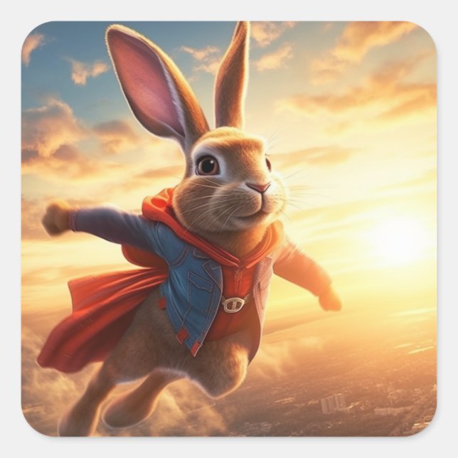 Super Bunny Square Sticker (Front)