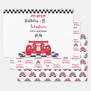 Super car race kids birthday wrapping paper sheets
