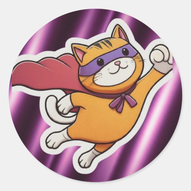 super cat classic round sticker (Front)