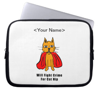 Super Cat Fight Crime For Catnip ( add your name ) Laptop Sleeve