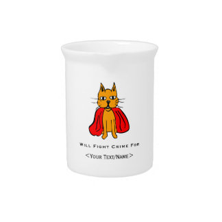 Super Cat Fight Crime For <Your Text/Name> Beverage Pitcher