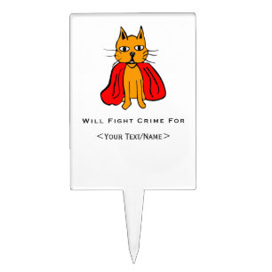 Super Cat Fight Crime For <Your Text/Name> Cake Topper
