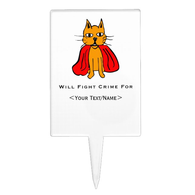 Super Cat Fight Crime For <Your Text/Name> Cake Topper (Front)