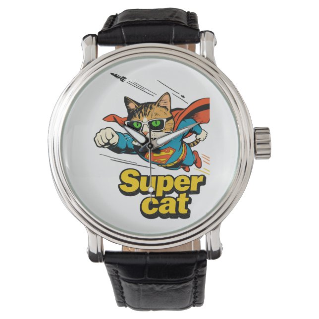 Super Cat Flying with Fish  Watch (Front)
