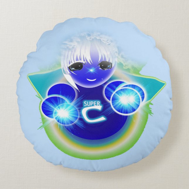 Super Celu, the healing and wellness doll for kids Round Pillow (Front)
