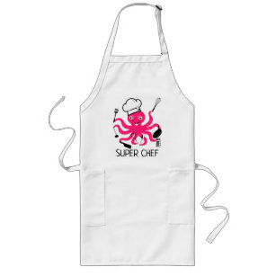 Super Chef Pink Octopus Personalize Long Apron